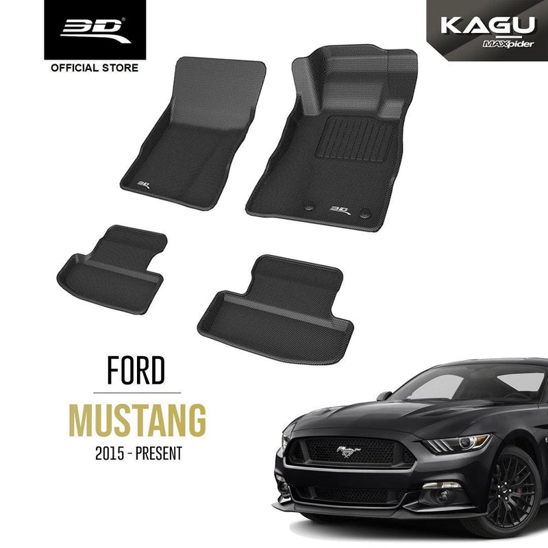 3D MAXpider KAGU 1st & 2nd Row Floormats - Black | 2015-2020 Ford Mustang (L1FR08501509)