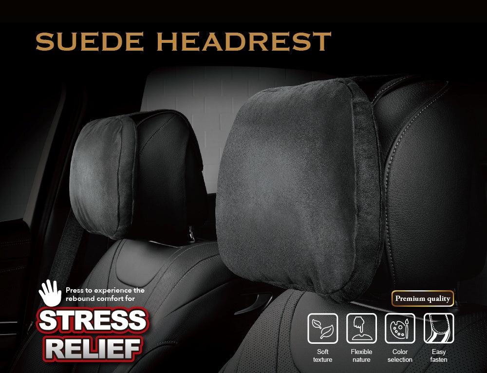 SUEDE HEADREST (BLACK) - 3D Mats Malaysia Sdn Bhd